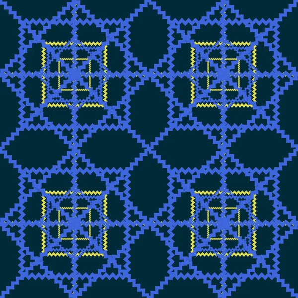 Motif Ethnique Avec Fleur Sans Couture Géométrique Fond Bleu Pour — Image vectorielle