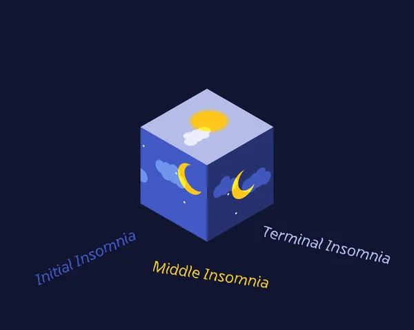 Insónia Inicial Insónia Média Insónia Terminal — Vetor de Stock