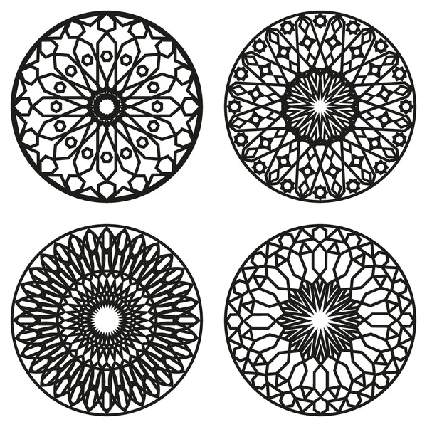 Conjunto de Mandalas marroquíes. Ornamento del círculo oriental étnico vectorial . — Archivo Imágenes Vectoriales