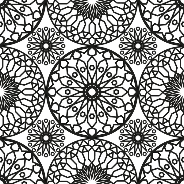 Καλλωπιστικά στρογγυλή Μαρόκο χωρίς ραφή πρότυπο. Προσανατολίστε το παραδοσιακό κόσμημα. Ανατολίτικο μοτίβο. Επίπεδη. Πλακάκια του Μαρόκου. — Διανυσματικό Αρχείο