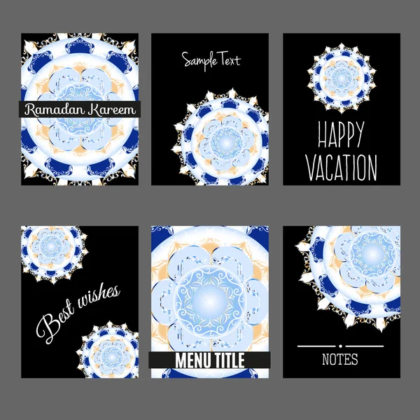 Векторная винтажная визитная карточка. Цветочная мандала и орнаменты. Дизайн Gucci вышел. Ислам, арабский, индийский, оттоманские мотивы . — стоковый вектор