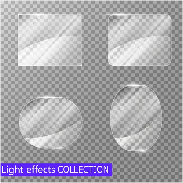 Glasplattor inställda. Vektor glas banderoller på transparent bakgrund — Stock vektor