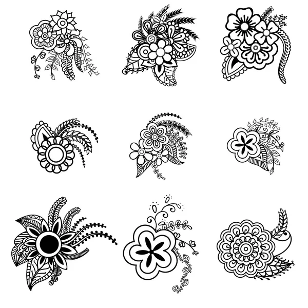 Conjunto vectorial de flores de doodle — Archivo Imágenes Vectoriales