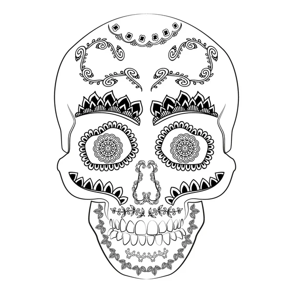 Hari vektor tengkorak gula mati. Tengkorak Meksiko Dia de los muertos gambar tengkorak. Ilustrasi vektor EPS10 . - Stok Vektor