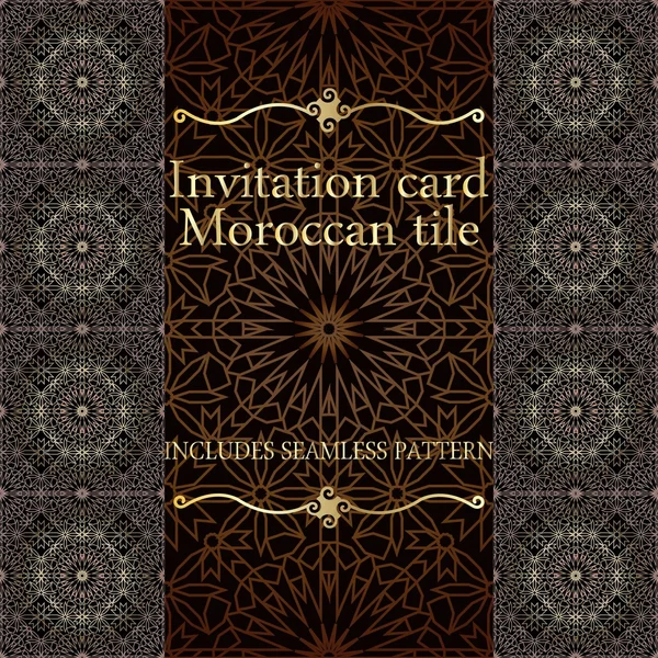Πρόσκληση κάρτα μοτίβο με ισλαμική Μαρόκο στολίδι. περιλαμβάνει χωρίς ραφή πρότυπο. RGB — Διανυσματικό Αρχείο