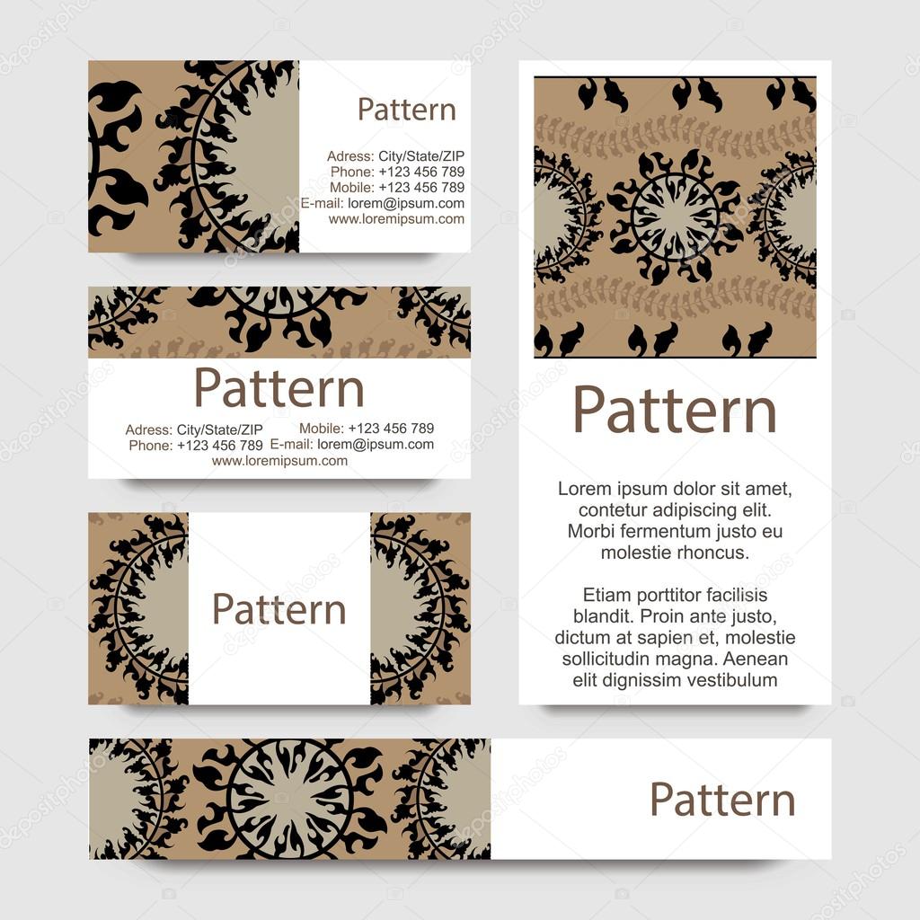 Business cards pattern with Islamic morocco ornament. Includes seamless pattern