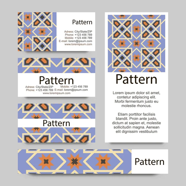 Vizitky vzor s islámské Maroko ornament. obsahuje vzor bezešvé — Stockový vektor