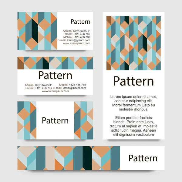 3D-visitekaartjes patroon met geometrische figuren. RGB. bevat naadloze patroon. — Stockvector