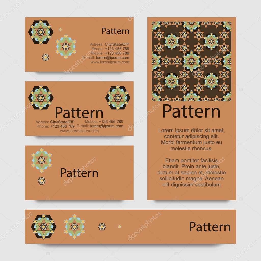 Business cards pattern with Islamic morocco ornament. Includes seamless pattern