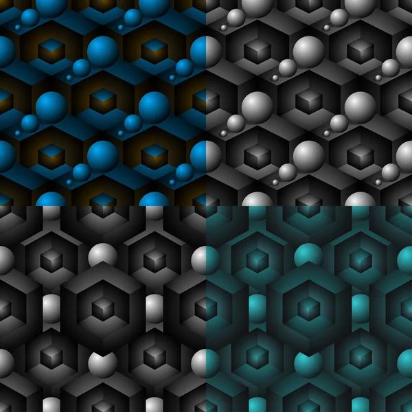 3D geometrik seamless modeli küme — Stok Vektör