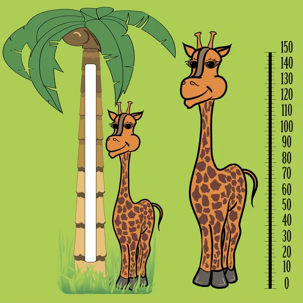 Giraffe onder palm patroon met metrische hoge schaal — Stockvector