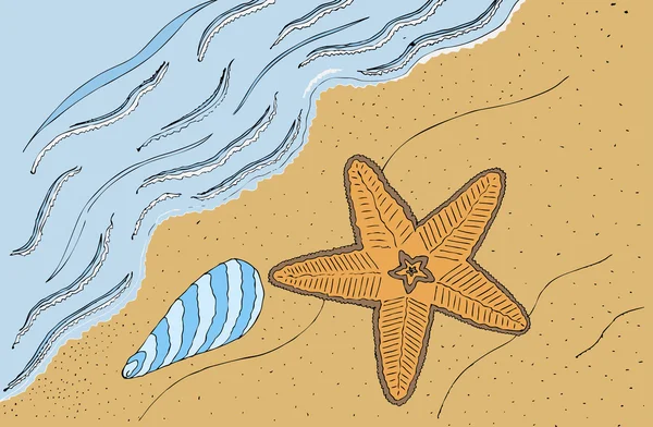 Mano de mar dibujada — Vector de stock