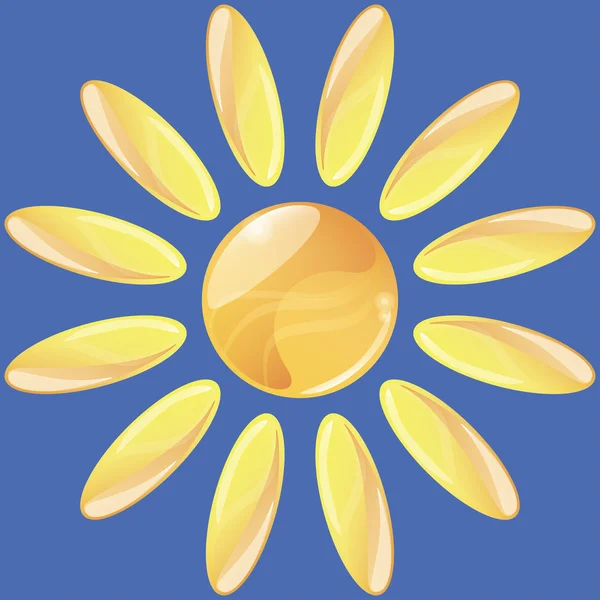 Icône abstraite du soleil, dégradé et transparence utilisés — Image vectorielle