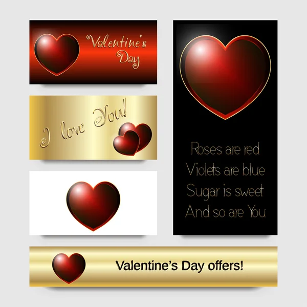 Red bright heart, Valentine's Day card design. Free fonts used. Layered. — Stock Vector