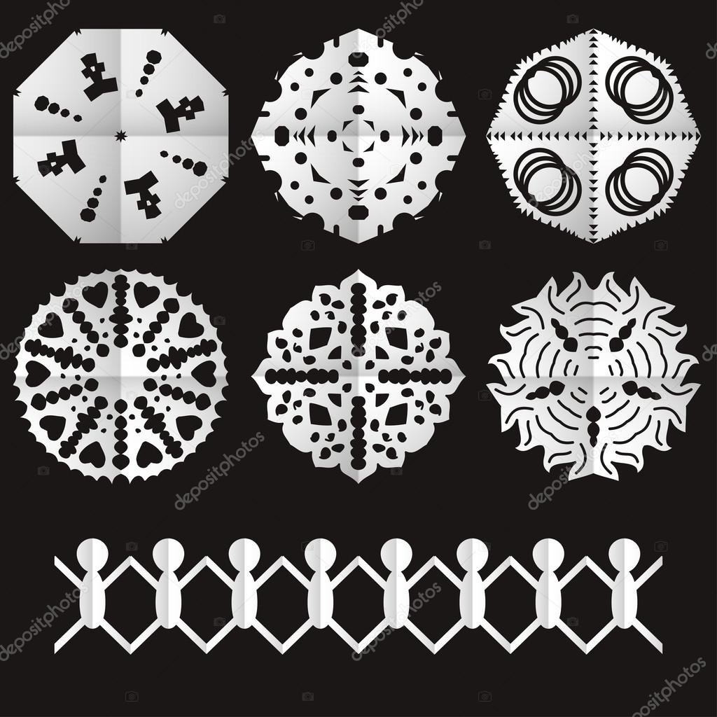 Cutted from paper old style snowflakes