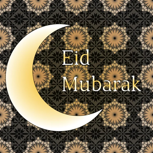 Ilustración del fondo de Eid Mubarak con luna. Contiene Patrón sin costuras en el fondo. Free font used . — Archivo Imágenes Vectoriales