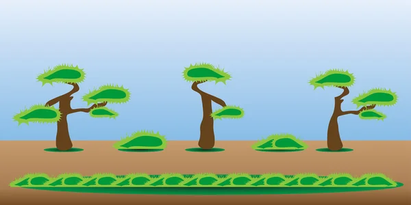 Actif du jeu arbres, buissons, pelouse — Image vectorielle