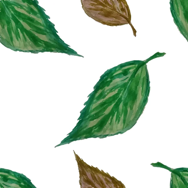 Acuarela hojas patrón sin costura — Archivo Imágenes Vectoriales