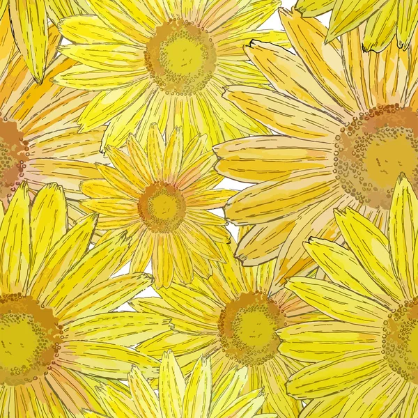 Aquarell Sonnenblumen Blumen nahtlose Muster — Stockvektor
