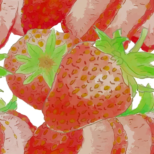 Watercolor strawberries seamless pattern — Stock Vector