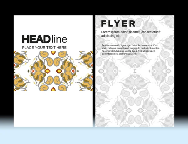 Brochure géométrique marocaine abstraite Conception de flyer Modèle vectoriel de mise en page en format A4, verticales, polices gratuites sont utilisées. Bonne structure du document . — Image vectorielle
