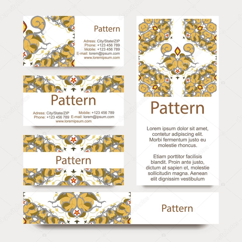 Business cards pattern with Islamic persian ornament. Includes seamless pattern