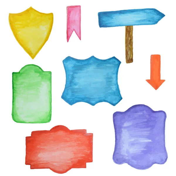 Watercolor labels set — Stock Vector