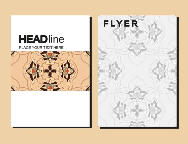 Brochure géométrique marocaine abstraite Conception de flyer Modèle vectoriel de mise en page en format A4, verticales, polices gratuites sont utilisées. Bonne structure du document . — Image vectorielle