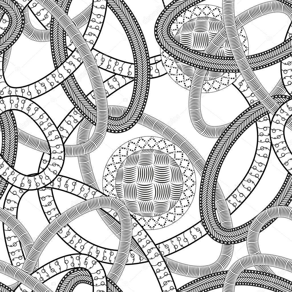 Black and white zentangle seamless pattern