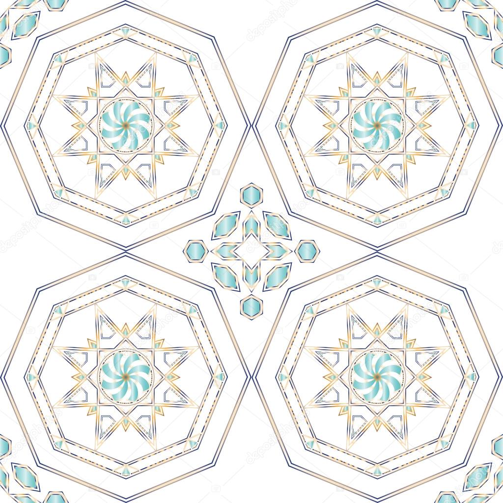 Gorgeous seamless pattern from blue Moroccan tiles, ornaments. Can be used for wallpaper, pattern fills, web page background, surface textures.
