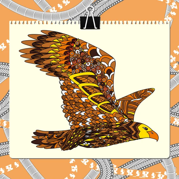 Zentangle stylized eagle. Animal bird collection. Hand drawn doodle. Ethnic patterned vector illustration. African, indian, totem, tribal design. — Stock Vector