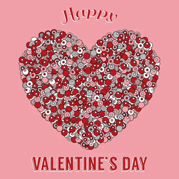 Valentines day thema wenskaart. Gekleurde sjabloon met decoratieve hart element in zentangle stijl. — Stockvector