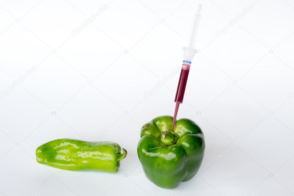 Red injection into green pepper