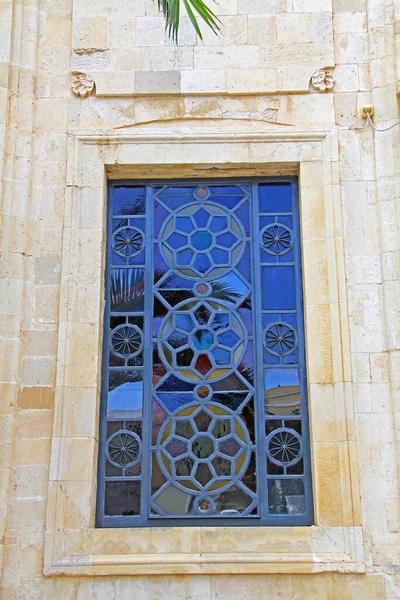 Decoratieve Glas Loodramen Kerk Van Ayios Titos Bij Augustus Street — Stockfoto