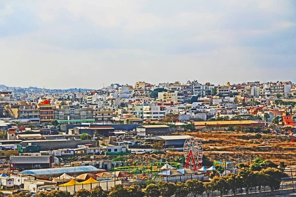 Cityscape Krajina Heraklion Kréta Řecko Krásnou Modrou Oblohou Kopírovací Prostor — Stock fotografie