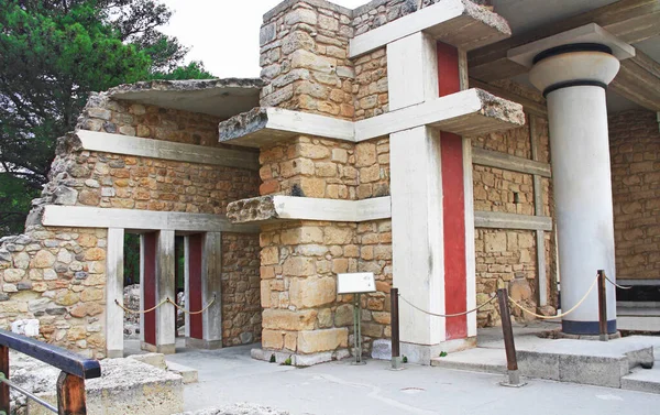 Południowy Propylaia Pałac Knossos Krecie Grecji Pobliżu Heraklion Jest Nazywany — Zdjęcie stockowe