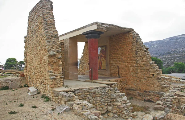 Príncipe Dos Lírios Corredor Procissão Palácio Cnossos Creta Grécia Perto — Fotografia de Stock