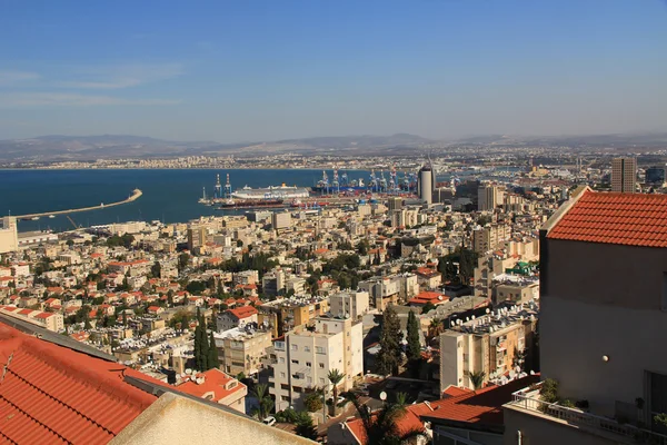 Mediterrán tengeri kikötő, Haifa Izrael — Stock Fotó