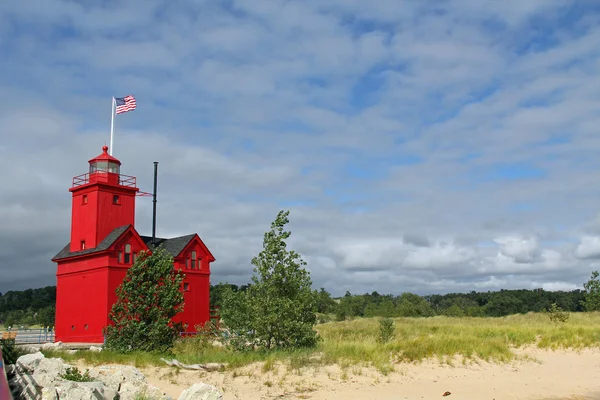 Grand phare rouge en Hollande Michigan — Photo