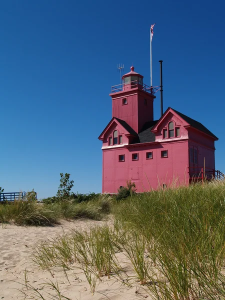 Grande faro rosso in Olanda Michigan — Foto Stock