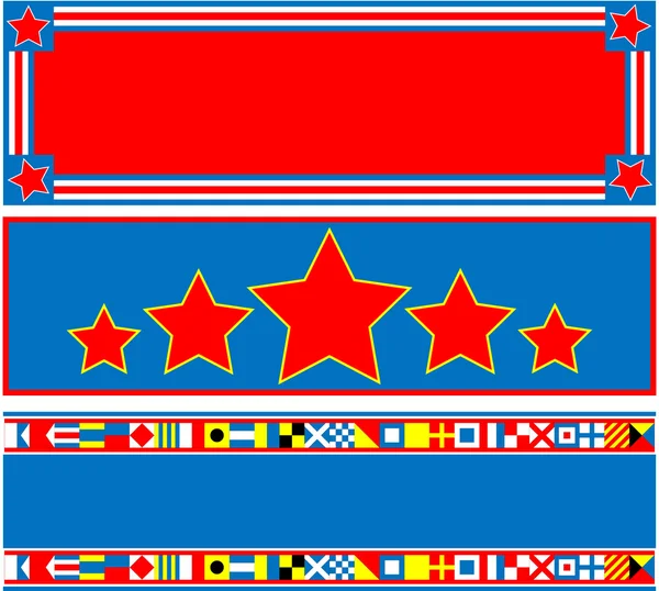 3 rode, witte en blauwe kop met kopie ruimte en nautische vlaggen. — Stockfoto
