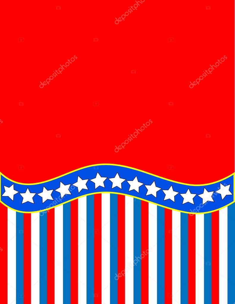 EPS8 Vector Red, White and blue patriotic frame or border with a striped and star background with copy space.