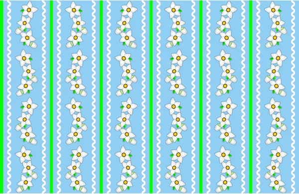 Διάνυσμα Eps10 άνευ ραφής ταπετσαρία μπλε σχέδιο με λευκά λουλούδια — Διανυσματικό Αρχείο