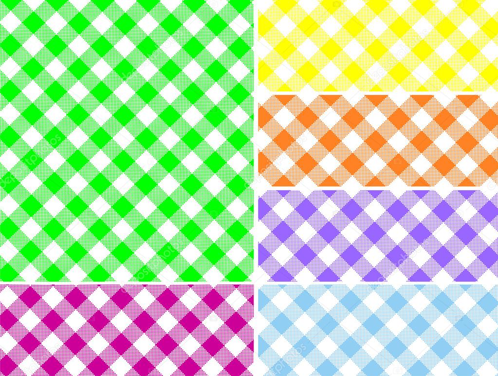Eps8.  Woven gingham vector swatches in six colors that can be easily changed.