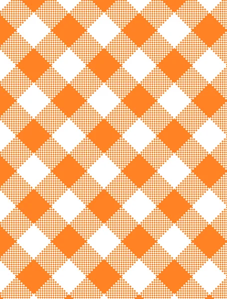 Jpg. Tecido de gingham branco e laranja tecido . — Vetor de Stock