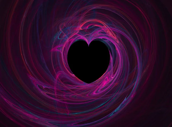 Cuore nero con turbinii multicolori di rosa, blu e viola — Foto Stock