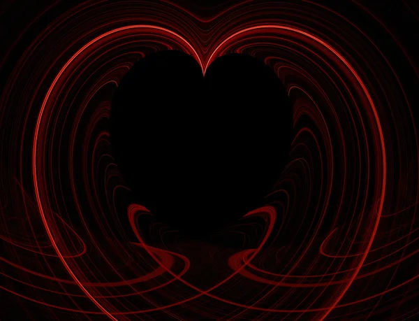 Corazón Negro Copiar Espacio rodeado de diseño fractal rojo . — Foto de Stock