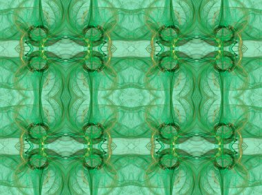 Sorunsuz soyut fraktal duvar kağıdı, Tekstil desen veya arka plan, yeşil, nane yeşil ve altın veya tan.