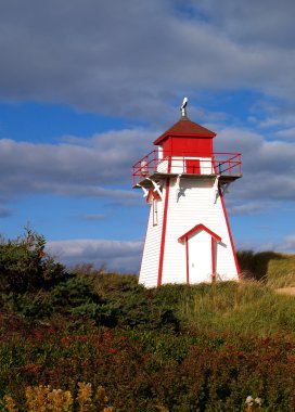 Prince Edward Island, Kanada kırmızı ve beyaz deniz feneri.
