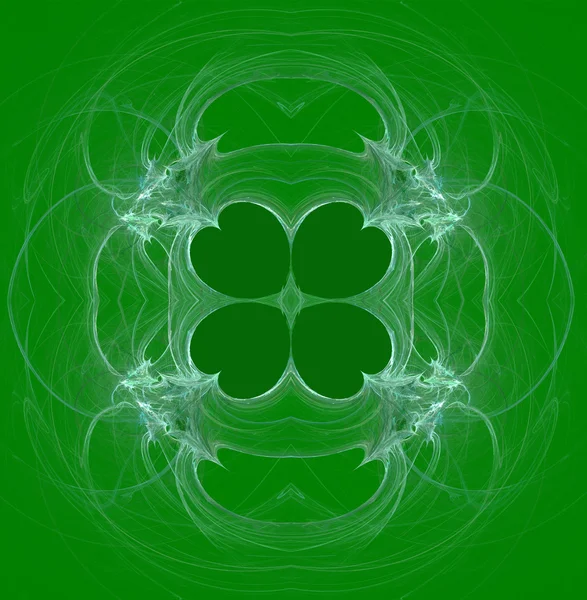 Zöld és fehér, varrat nélküli lóhere absztrakt fractal háttérkép, Szent Patricks nap textil minta vagy a háttér design.that is használható.. — Stock Fotó